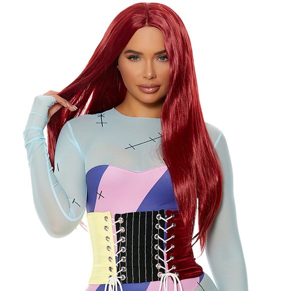 Long Straight Burgundy Wig with Center Part Unisex - Picture 4 of 5